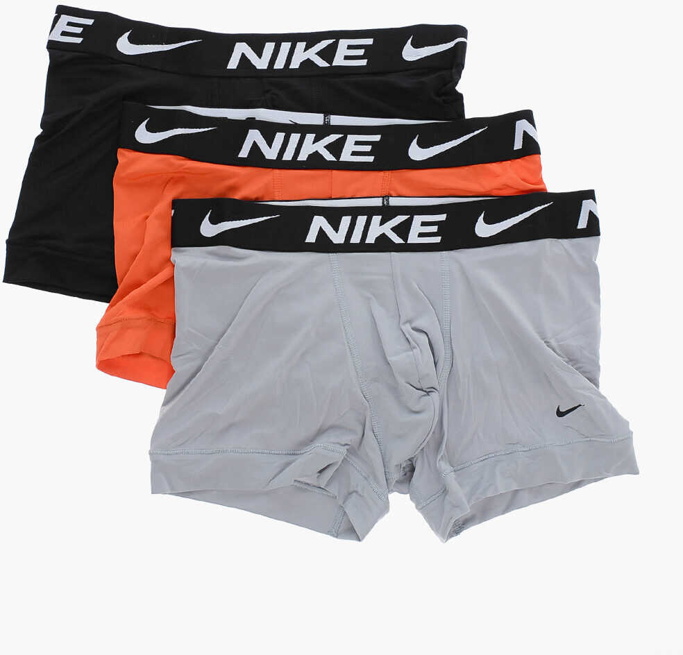 Nike Solid Color 3 Pairs Of Boxer Set With Logoed Band At The Wai Orange