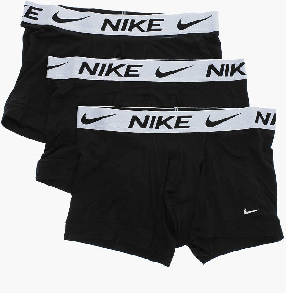 Nike Solid Color 3 Pairs Of Boxer Set With Logoed Band At The Wai Black