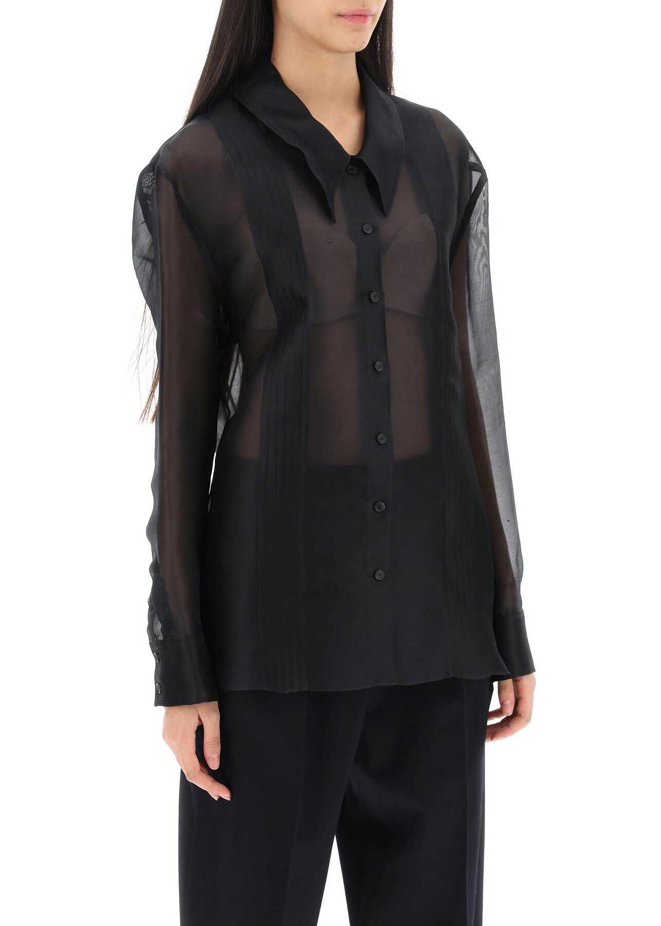 Khaite Nori Shirt In Silk Organza BLACK