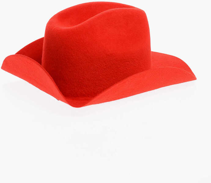 Caciuli RUSLAN BAGINSKIY Solid Color Felt Cowboy Hat With Embossed Logo Red Femei (BM 12057348) 2