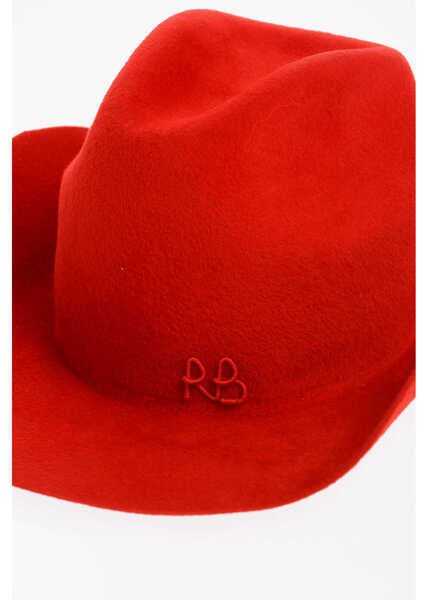 Caciuli RUSLAN BAGINSKIY Solid Color Felt Cowboy Hat With Embossed Logo Red Femei (BM 12057348) 3