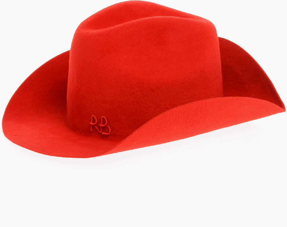 Caciuli RUSLAN BAGINSKIY Solid Color Felt Cowboy Hat With Embossed Logo Red Femei (BM 12057348) 1