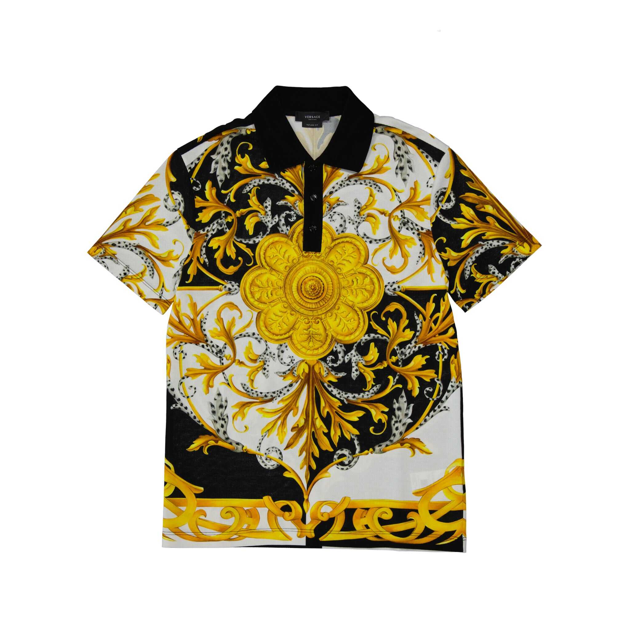 Versace Barocco Print Polo Shirt Black