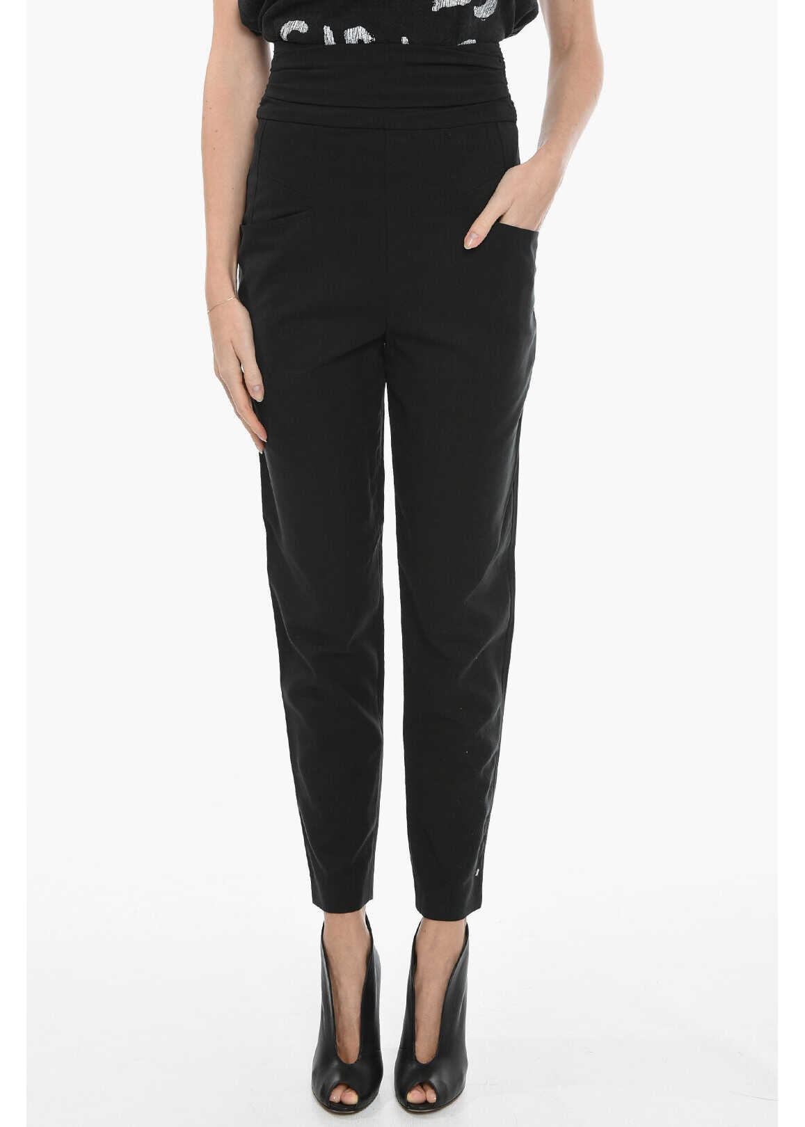 Isabel Marant High-Waisted Stoda Back Zipped Pants Black