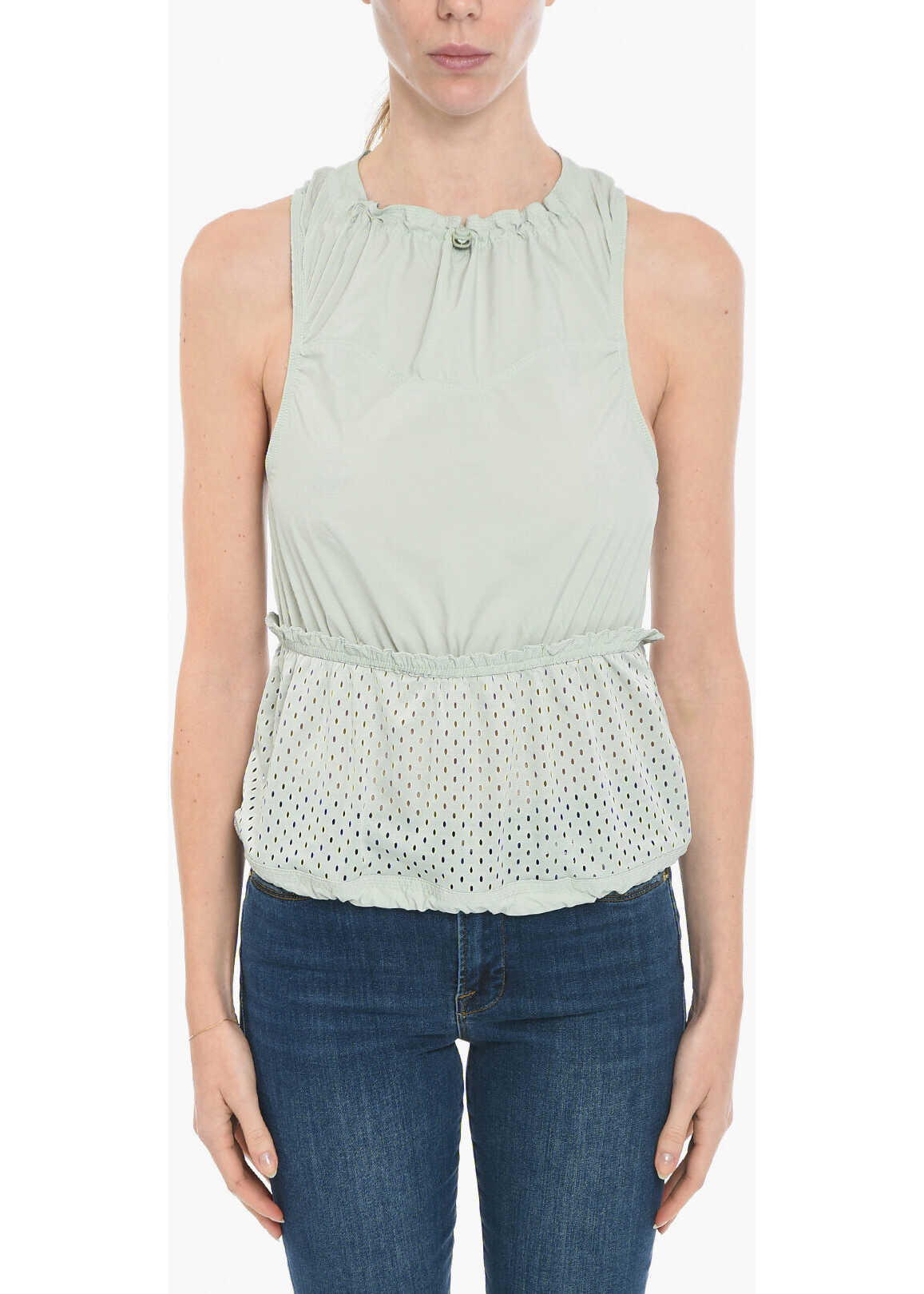 Stella McCartney Adidas Gathered Training Tank Top With Openwork Detail Green