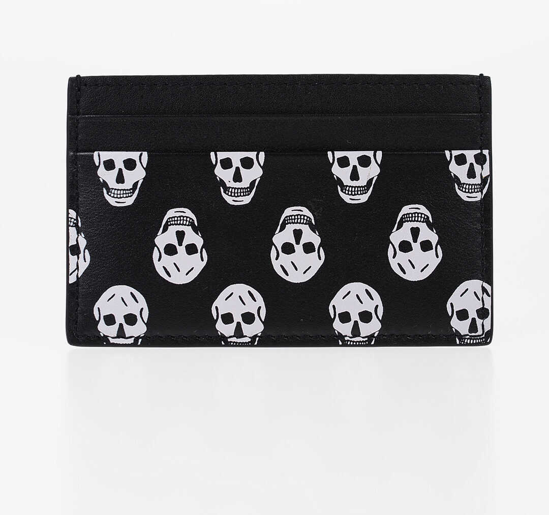 Alexander McQueen Skulls Printed Leather Card Holder Black