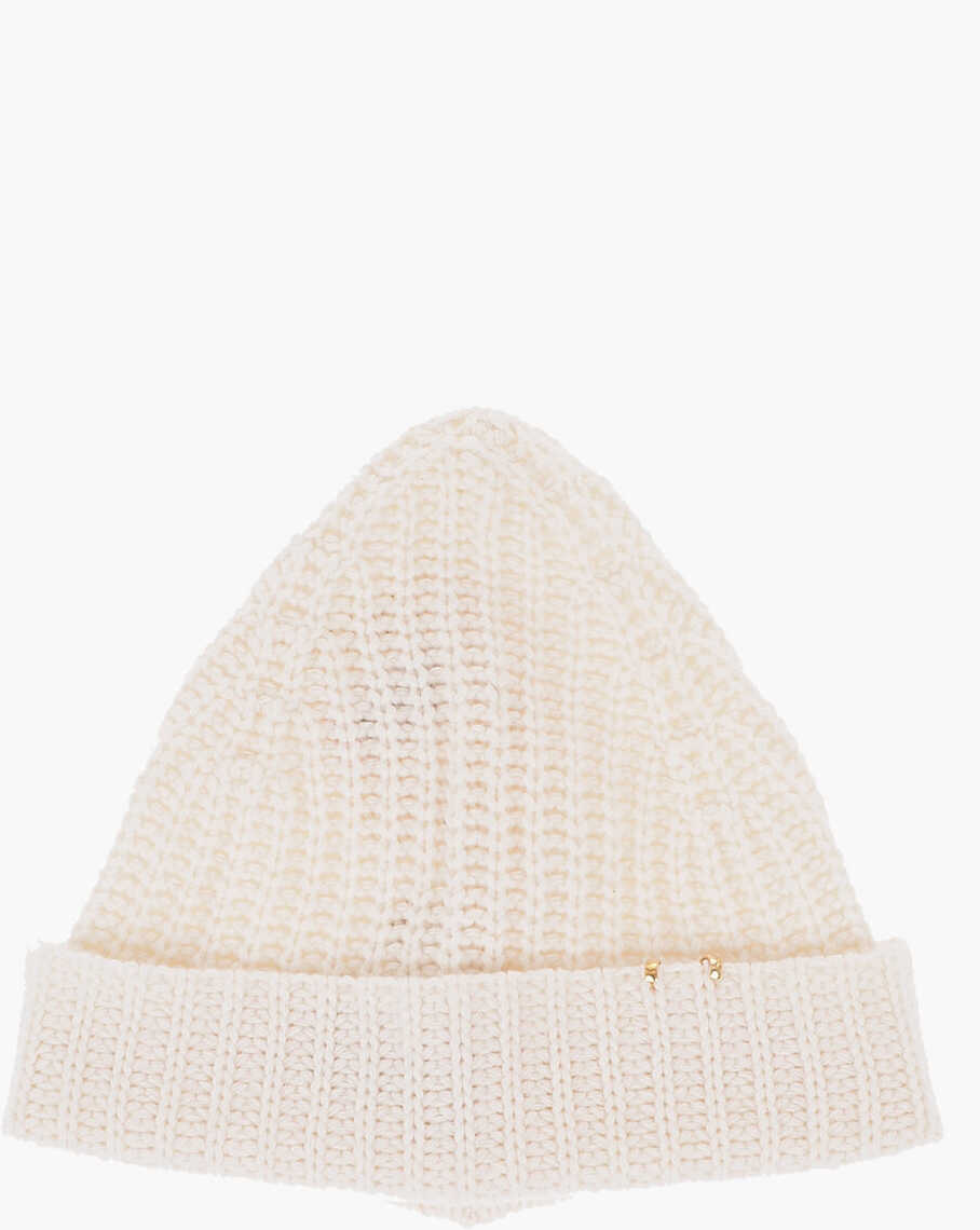 ART ESSAY Cashmere Bibi Beanie With Golden Details White