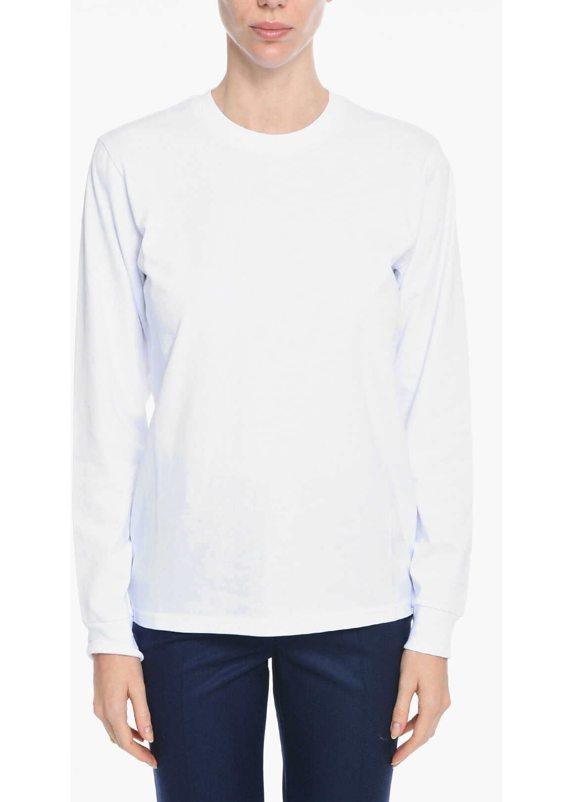 Department Five Long Sleeve Crew-Neck T-Shirt With Printed Logo White