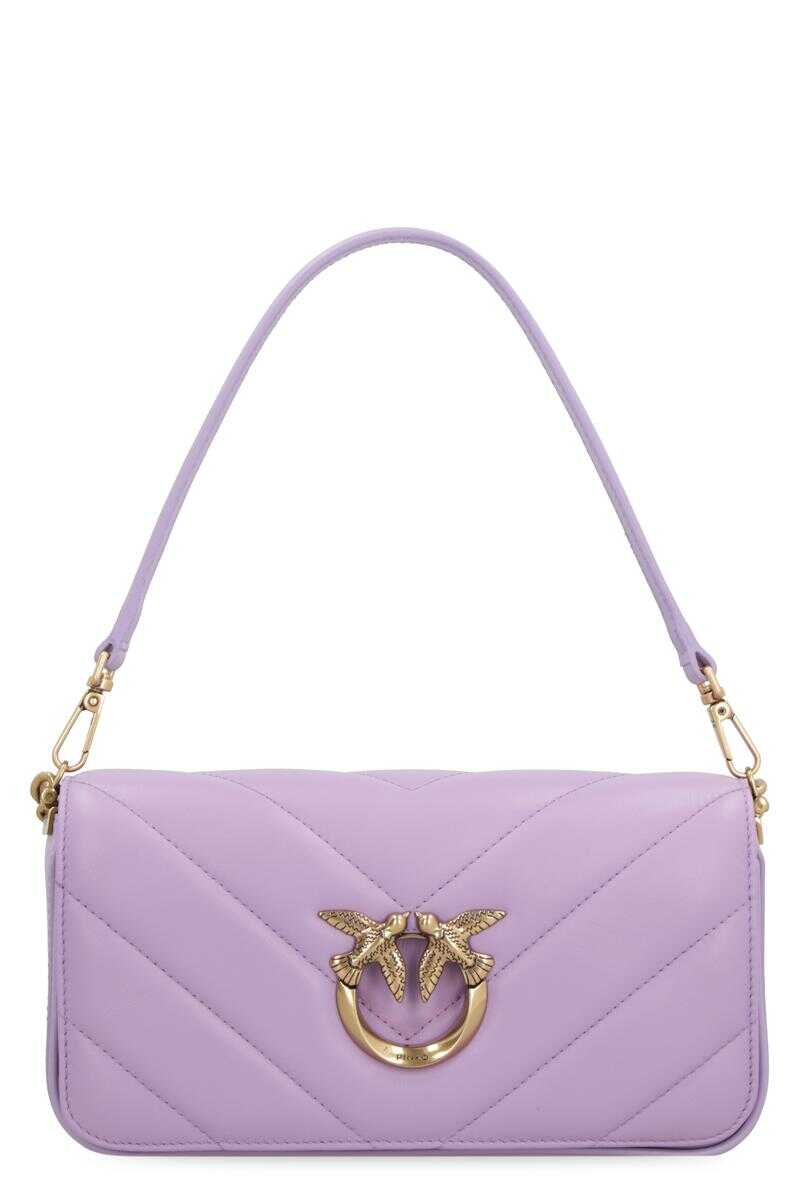 Pinko PINKO MINI LOVE CLICK BAGUETTE BAG IN LEATHER LILAC