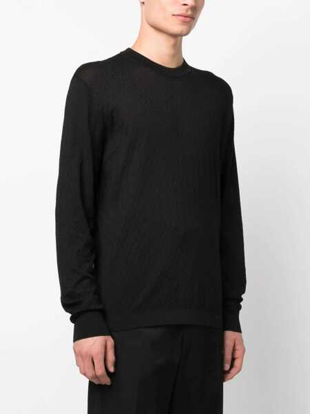 Pulovere Versace Versace Silk And Cotton Blend Sweater Black Barbati (BM 12060408) 3