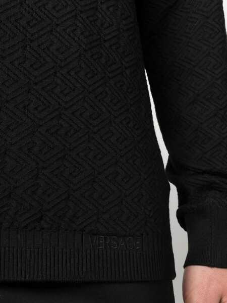 Pulovere Versace Versace Silk And Cotton Blend Sweater Black Barbati (BM 12060408) 5