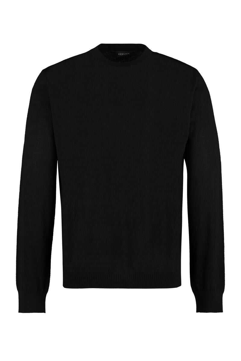 Versace VERSACE SILK AND COTTON BLEND SWEATER BLACK