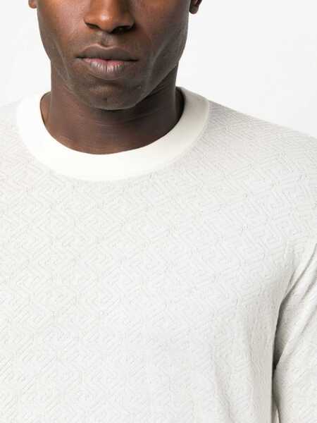 Tricouri Versace Versace Long Sleeve Cotton Blend T-Shirt Beige Barbati (BM 12060411) 5