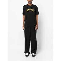 Tricouri Versace pentru Barbati - Tricouri Versace Versace Logo Embroidery Cotton T-Shirt Black Barbati (BM 12060567) - B-mall.ro