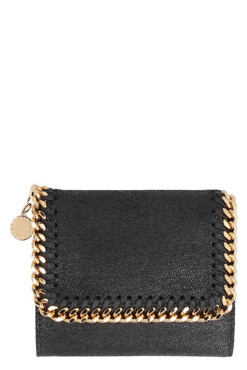 Stella McCartney STELLA MCCARTNEY FALABELLA SMALL FLAP WALLET BLACK