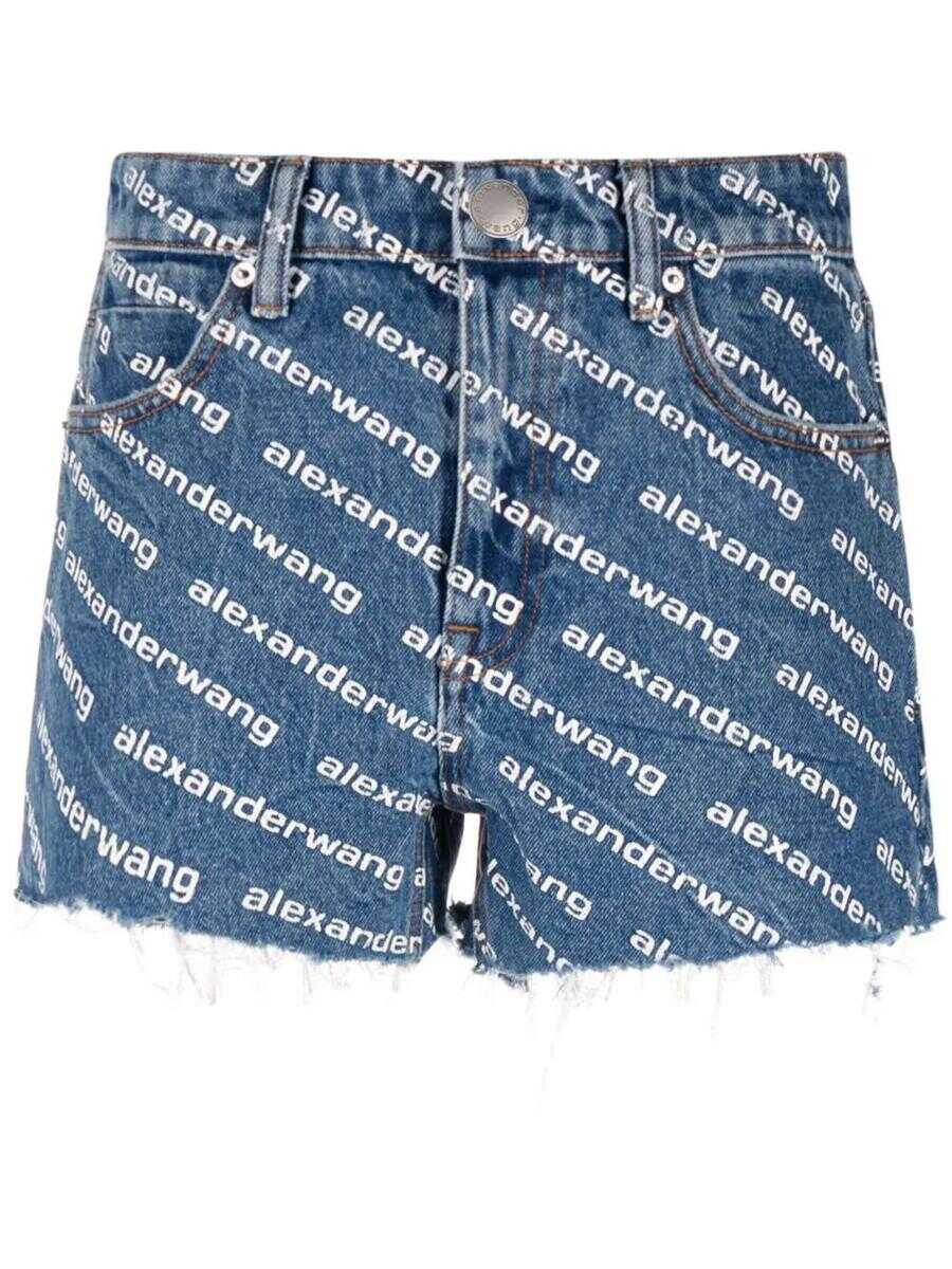 Alexander Wang ALEXANDER WANG BITE SHORT WITH LOGO CLOTHING BLUE