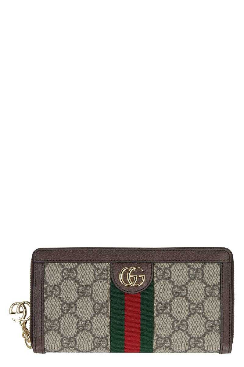 Gucci GUCCI OPHIDIA GG SUPREME FABRIC WALLET BEIGE