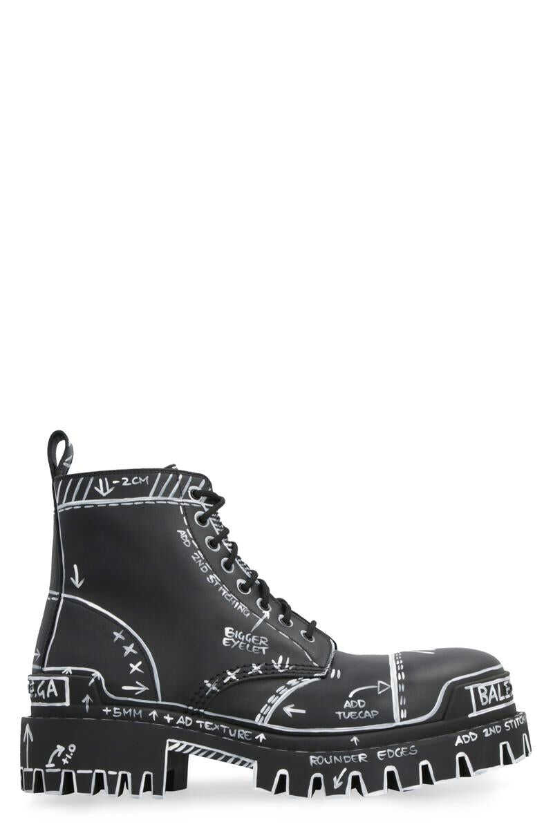 Balenciaga BALENCIAGA STRIKE LACE-UP ANKLE BOOTS BLACK