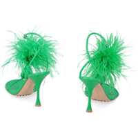 Pantofi cu toc Bottega Veneta Dama - Pantofi cu toc Bottega Veneta Bottega Veneta Dot Leather Sandals With Feathers GREEN Femei (BM 12067155) - B-mall.ro