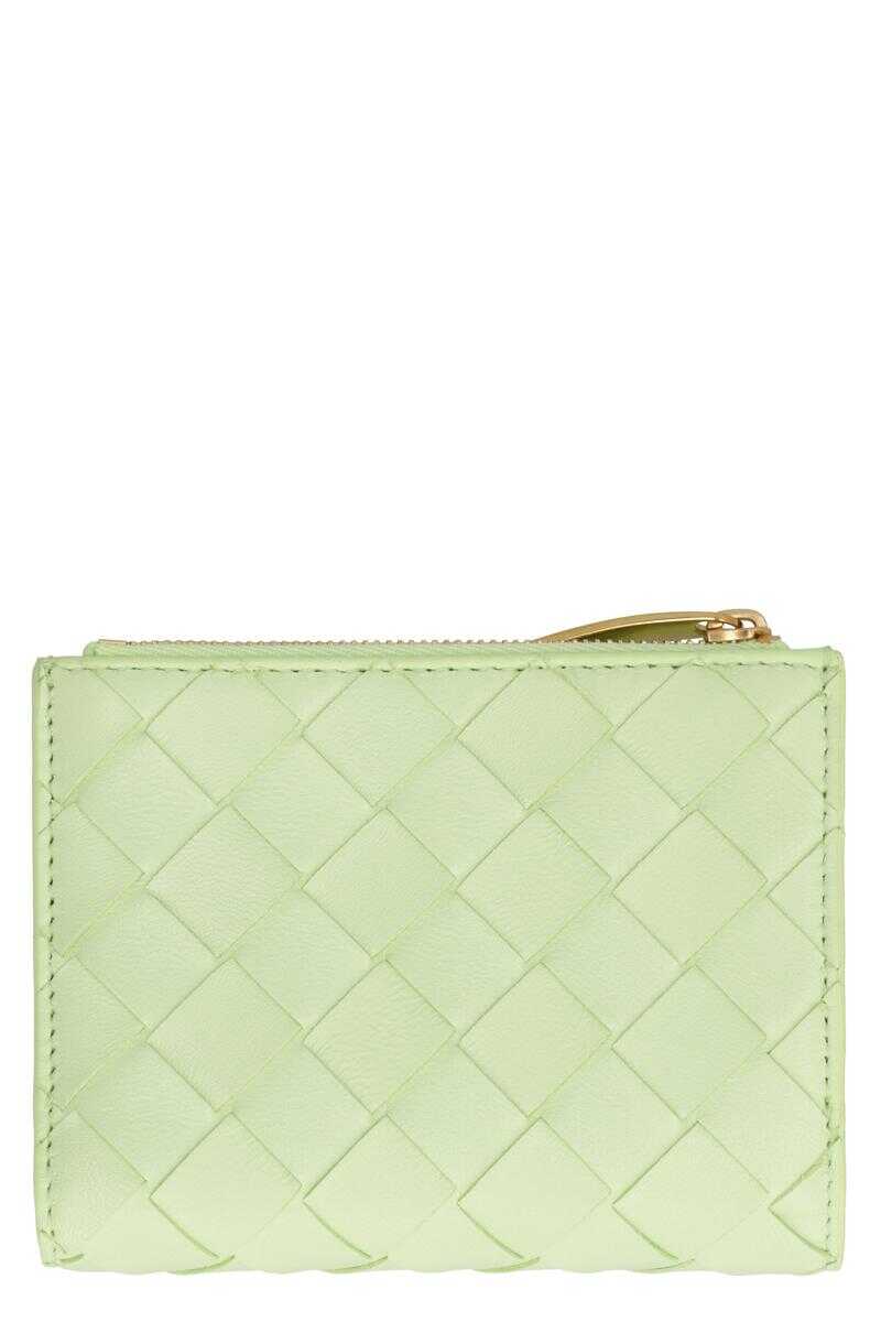 Bottega Veneta BOTTEGA VENETA INTRECCIATO BI-FOLD WALLET GREEN