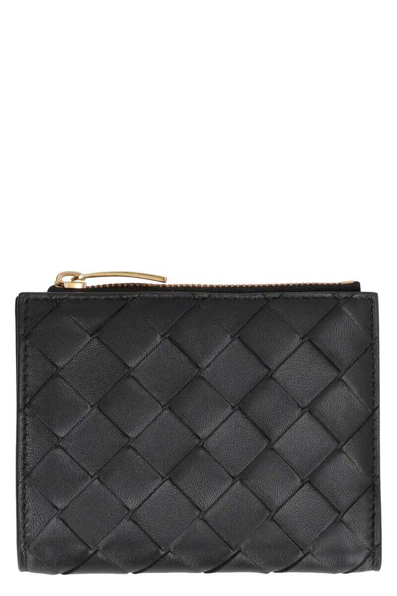 Bottega Veneta BOTTEGA VENETA INTRECCIATO BI-FOLD WALLET BLACK