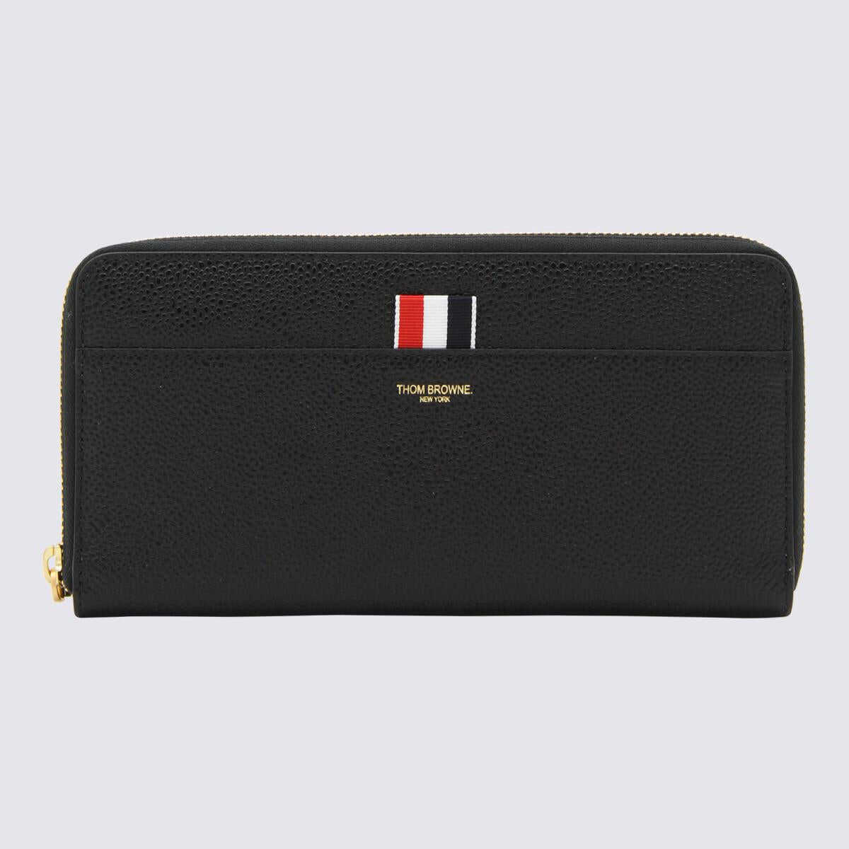 Thom Browne THOM BROWNE BLACK LEATHER LONG WALLET BLACK