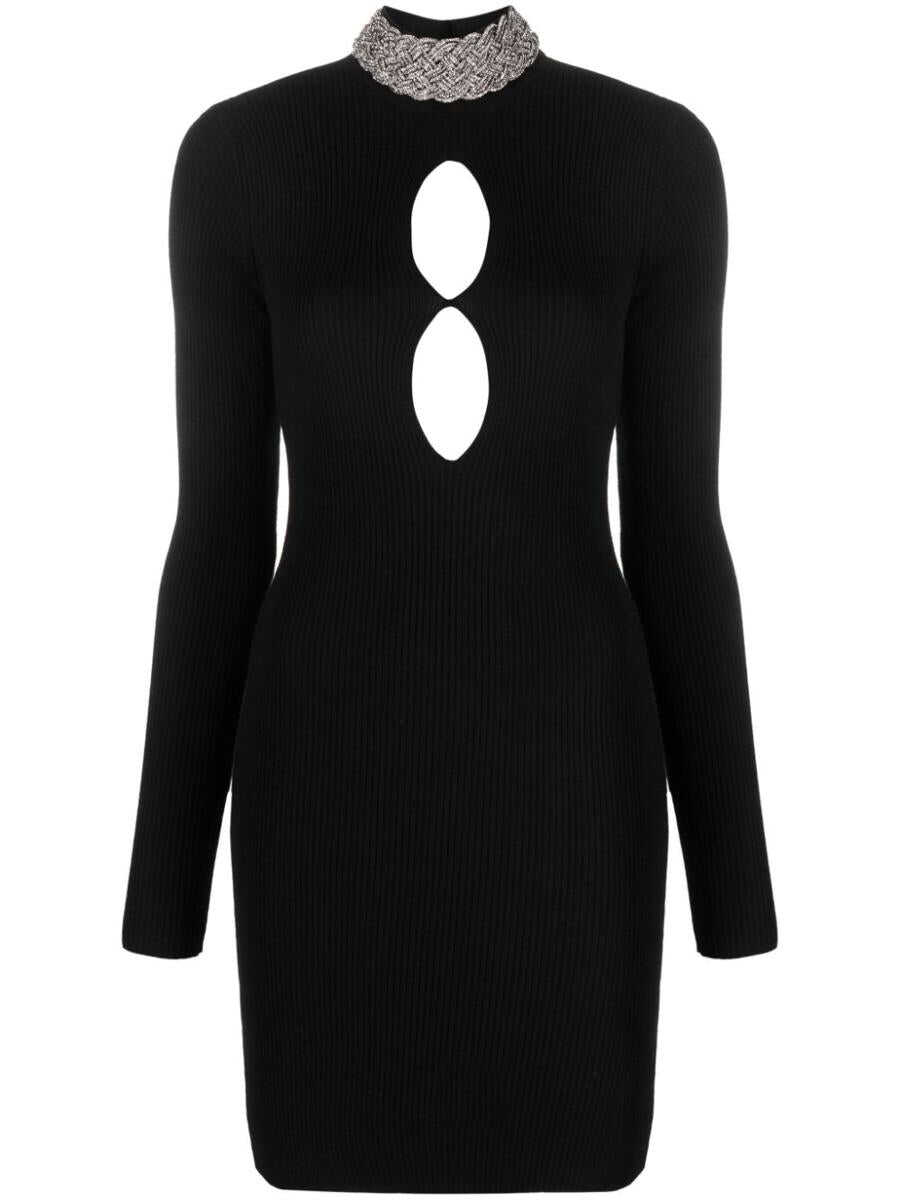 GIUSEPPE DI MORABITO GIUSEPPE DI MORABITO Crystal embellished wool mini dress BLACK