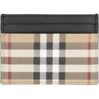Portofele Burberry pentru Barbati - Portofele Burberry BURBERRY LEATHER AND CHECKED FABRIC CARD HOLDER BEIGE Barbati (BM 12081714) - B-mall.ro