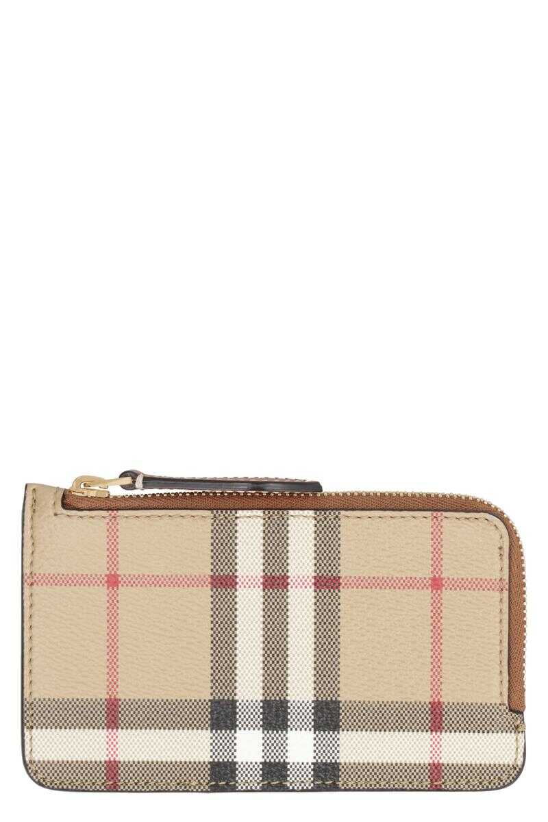Burberry BURBERRY CHECKED MOTIF CARD HOLDER BEIGE