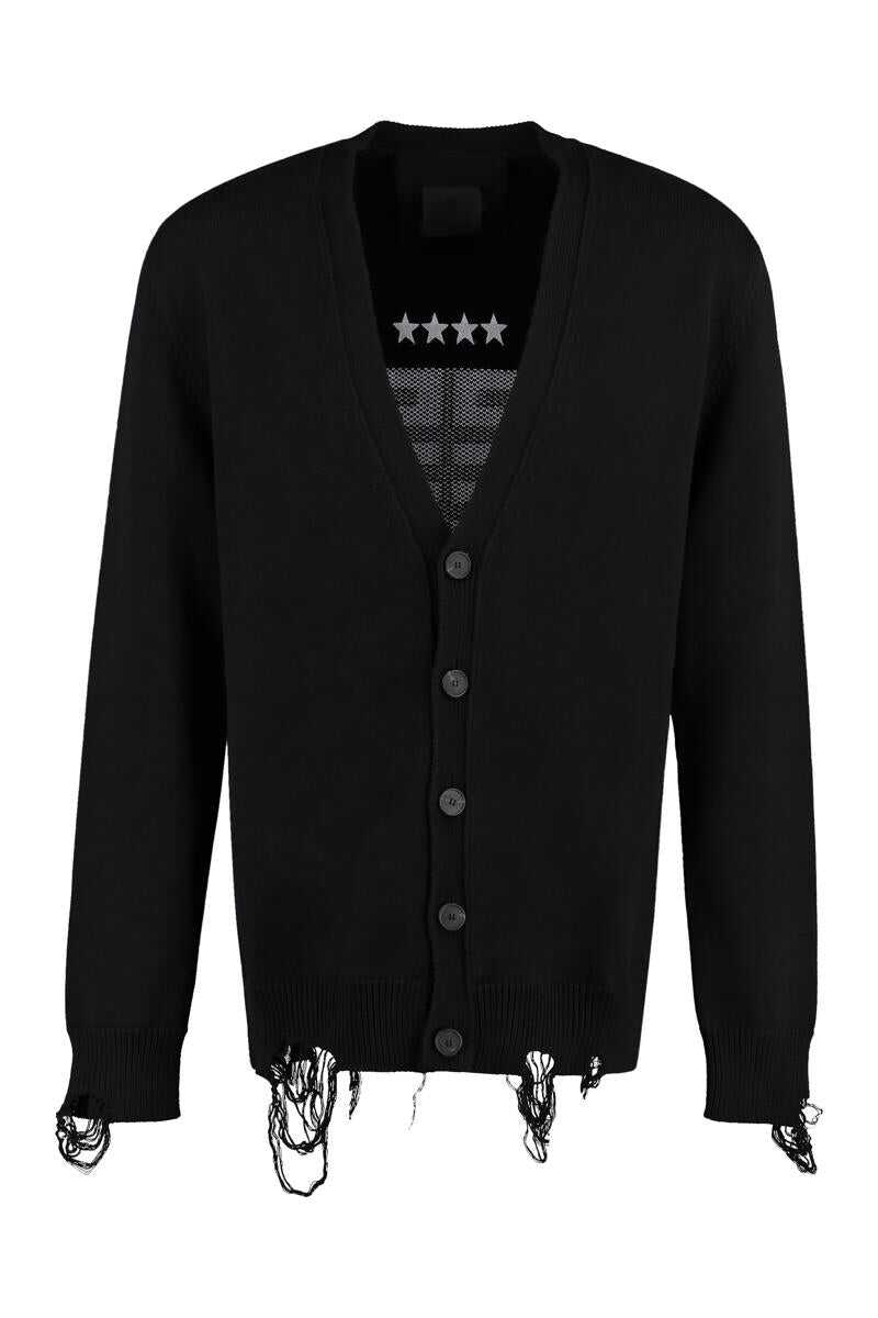 Givenchy GIVENCHY INTARSIA DETAIL COTTON CARDIGAN BLACK