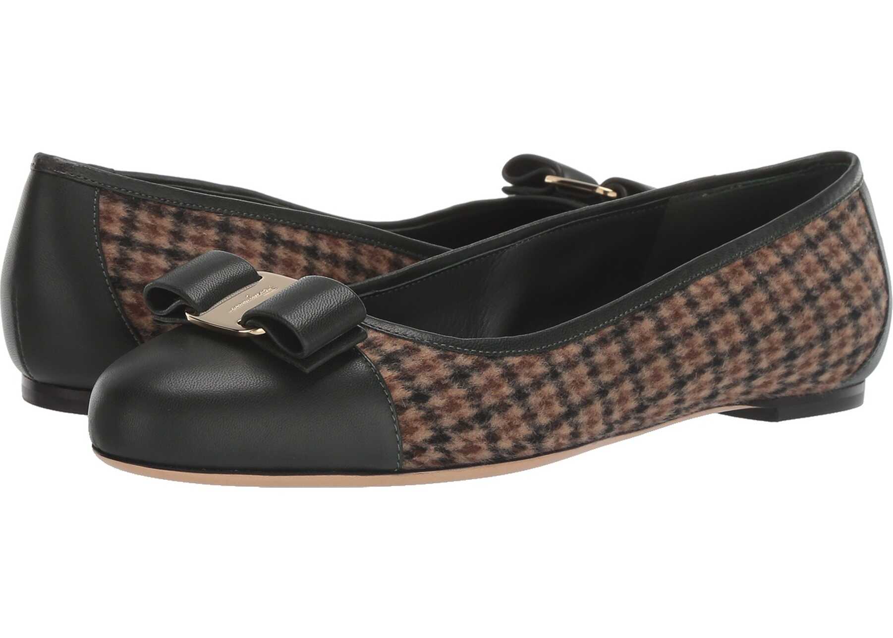 Balerin Salvatore Ferragamo Varina Ballet Flat w/ Bow Spruce/Camel