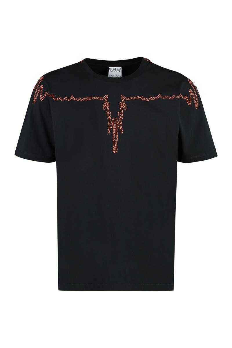 Marcelo Burlon MARCELO BURLON COUNTY OF MILAN COTTON CREW-NECK T-SHIRT BLACK