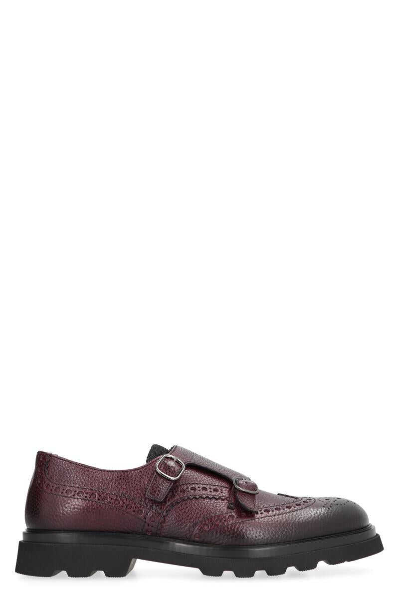 Doucal\'s DOUCAL\'S ELEN LEATHER MONK-STRAP RED-PURPLE OR GRAPE