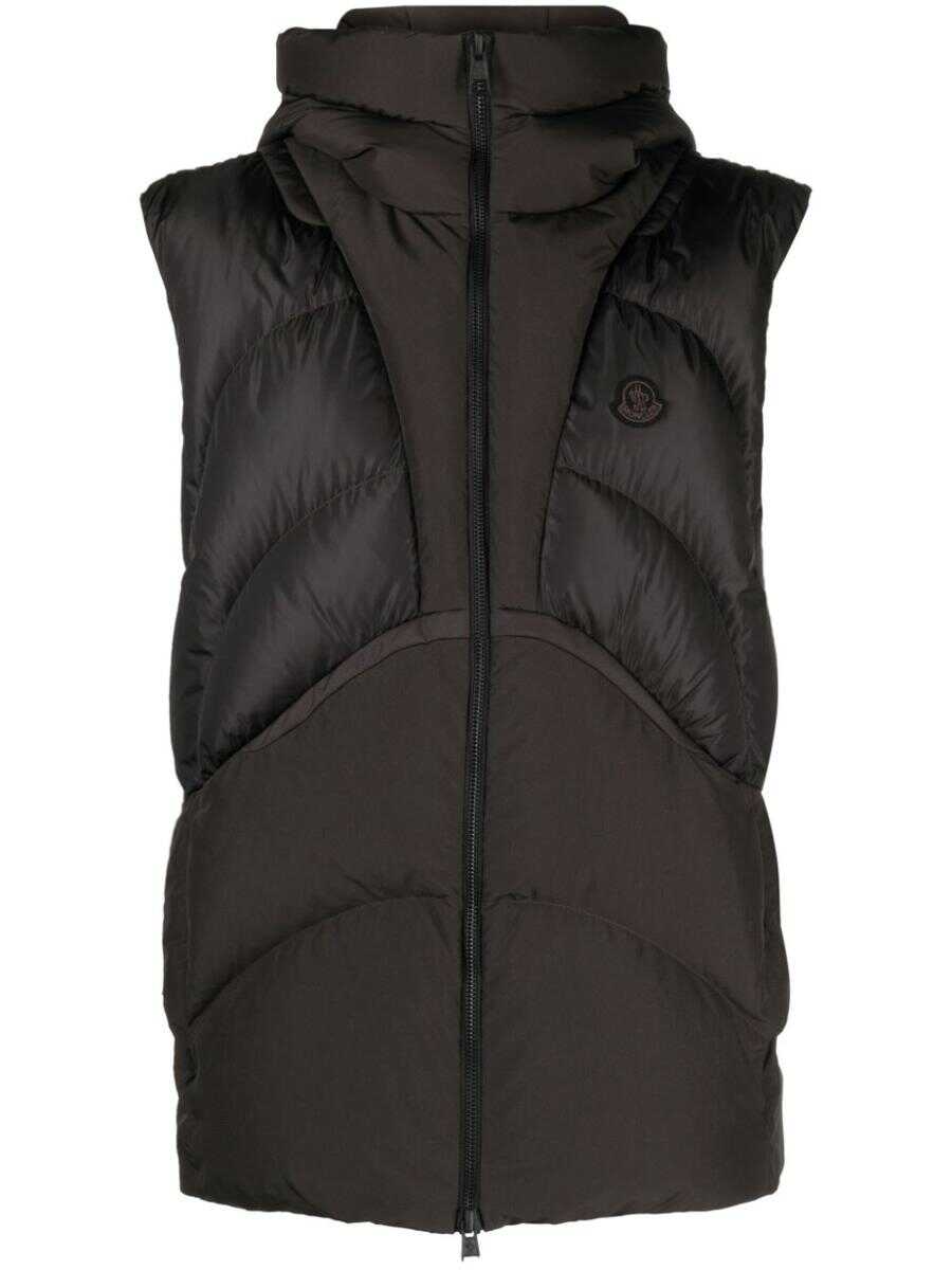 MONCLER MONCLER quilted hooded gilet CHOCOLATE