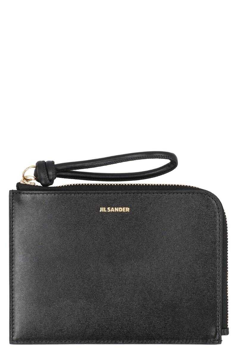 JIL SANDER JIL SANDER GIRO LEATHER ZIPPED COIN PURSE BLACK