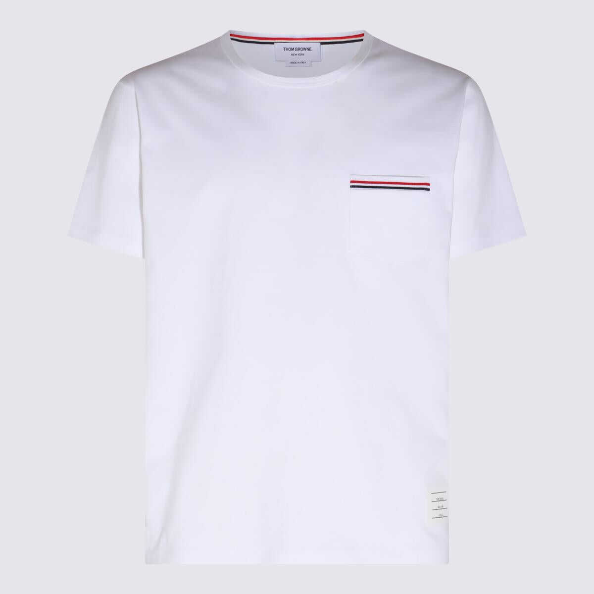 Thom Browne THOM BROWNE WHITE COTTON RWB POCKET TRIM T-SHIRT WHITE