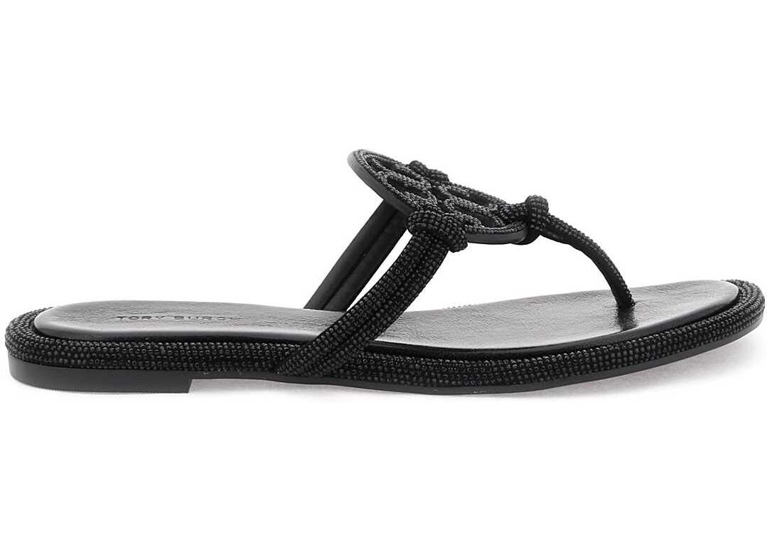 Tory Burch Pavé Leather Thong Sandals PERFECT BLACK