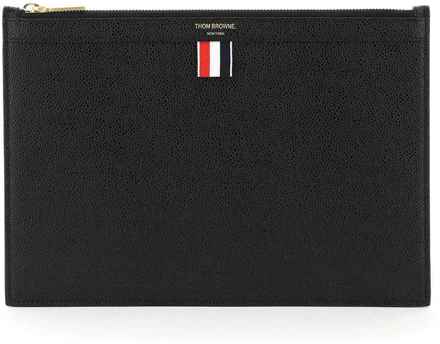 Thom Browne Leather Medium Document Holder Pouch BLACK