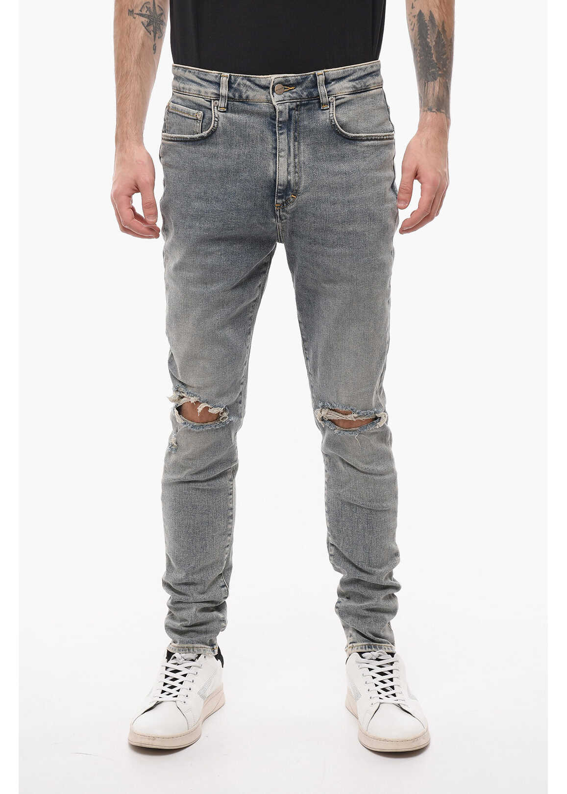 REPRESENT Stretch Denim Slim Fit Distressed Jeans 14Cm Blue