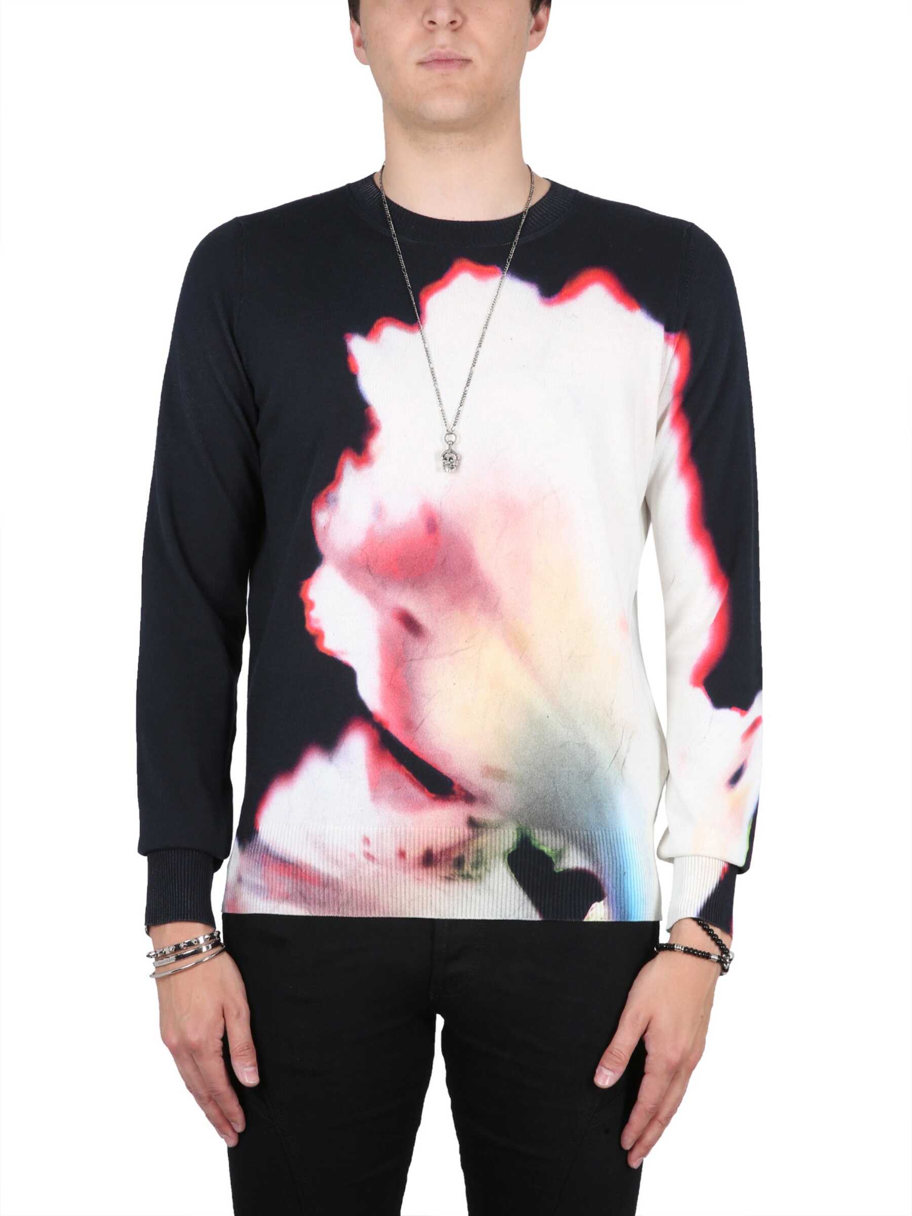Alexander McQueen Jersey With Solarised Flower Print MULTICOLOUR
