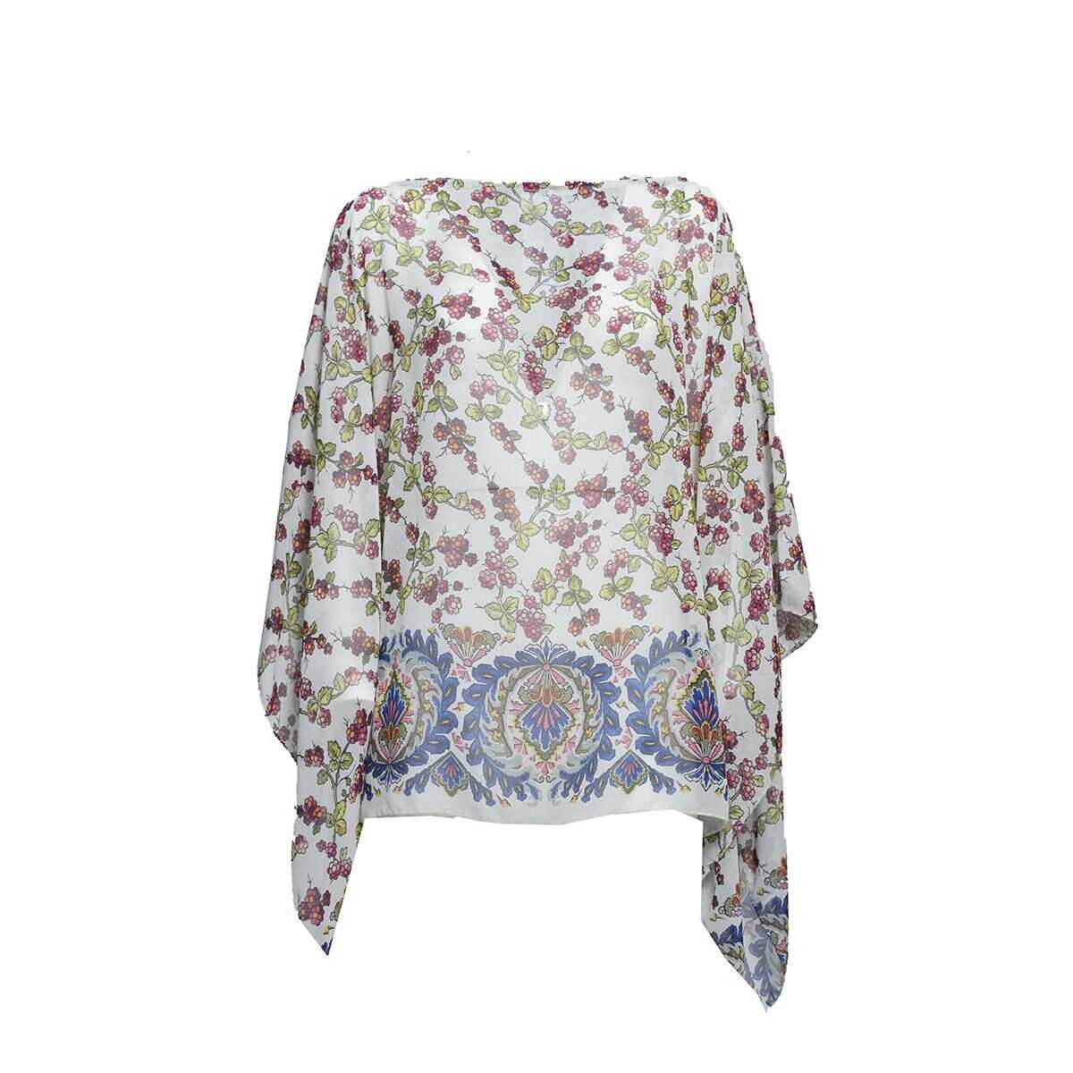 ETRO ETRO Multicoloured Berries print silk cape blouse Etro BIANCO/MULTICOLOUR