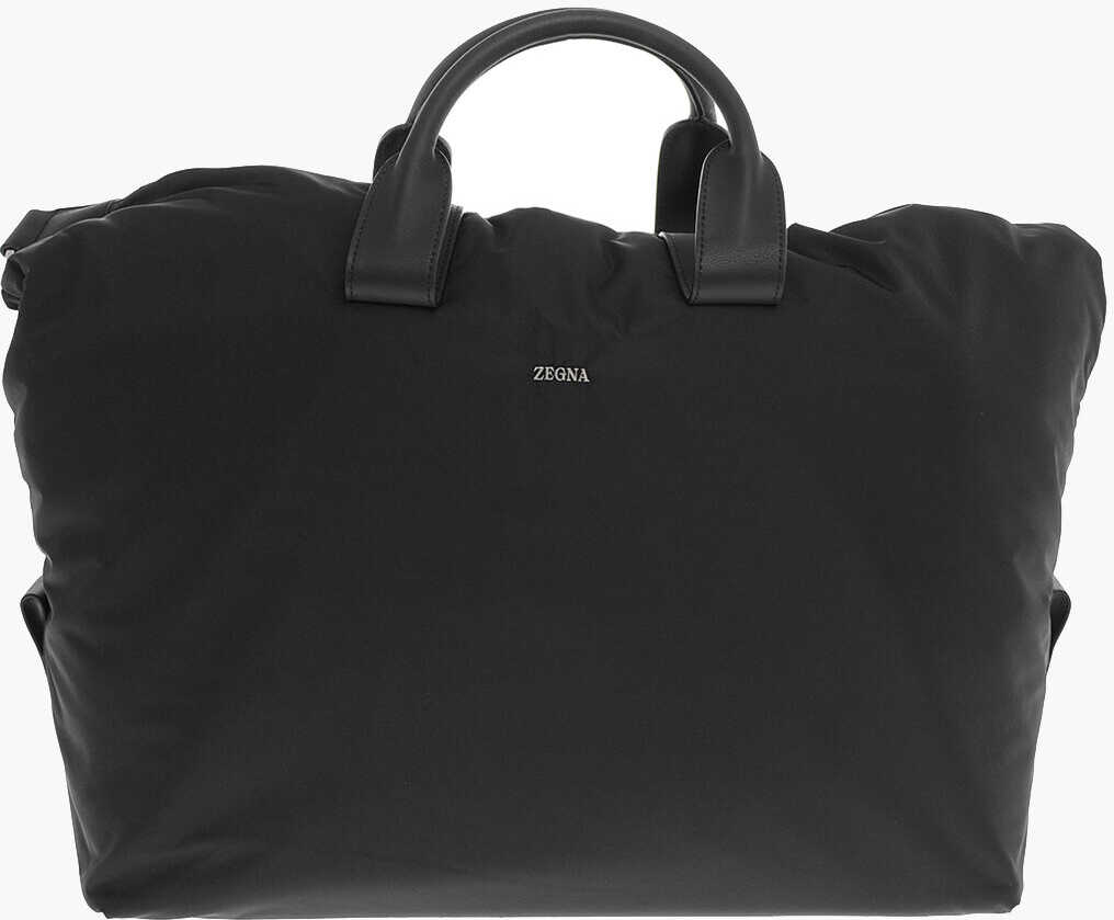 Ermenegildo Zegna Removable Shoulder Strap Holdall Travel Bag Black