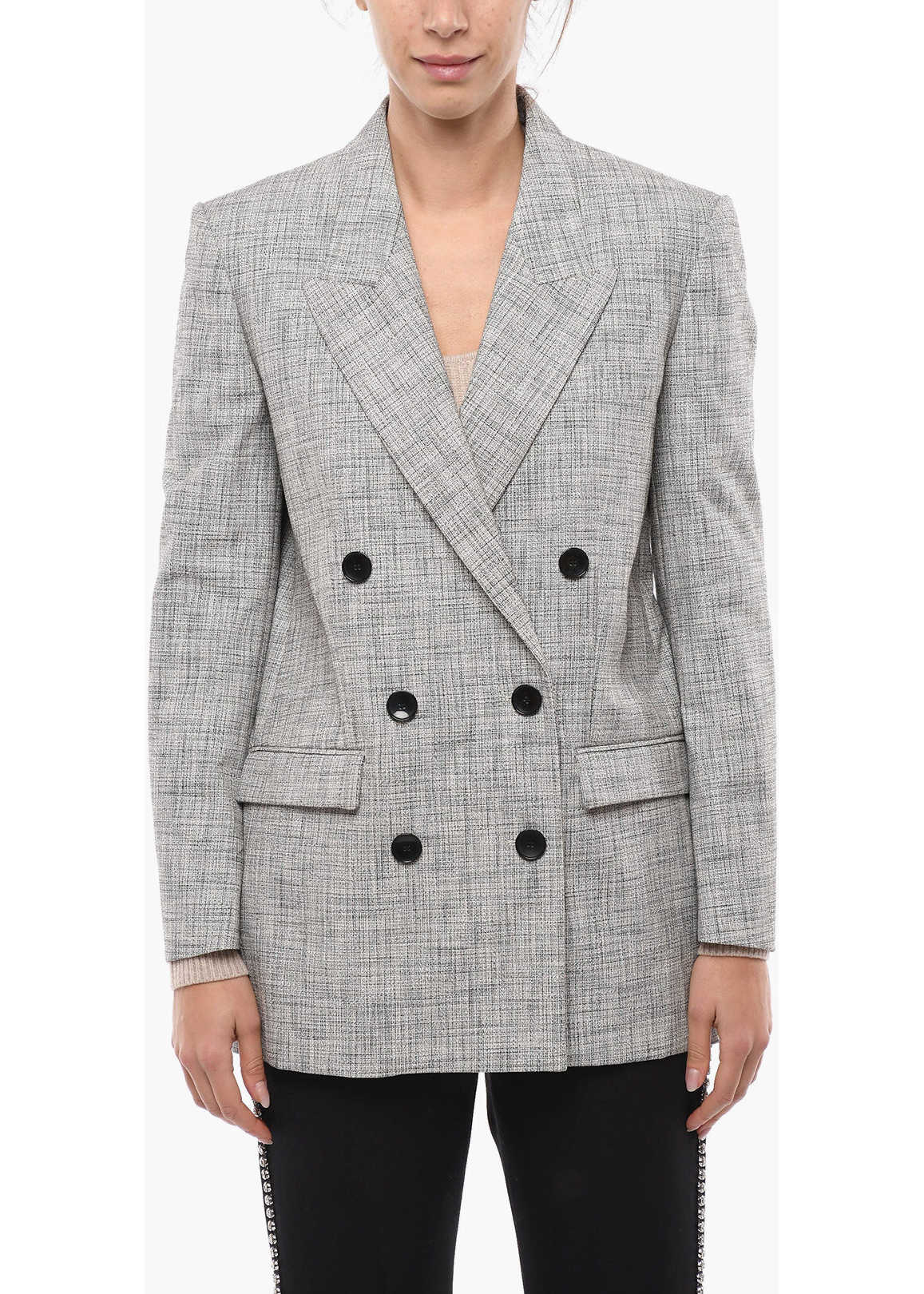 Isabel Marant Lined Double Breasted Blazer With Flap Pockets Gray