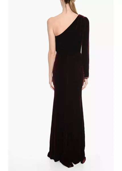Rochii elegante Philipp Plein Velvet One-Shoulder Amazing Dress Burgundy Femei (BM 12117120) 2