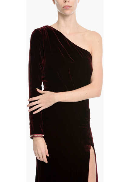 Rochii elegante Philipp Plein Velvet One-Shoulder Amazing Dress Burgundy Femei (BM 12117120) 3