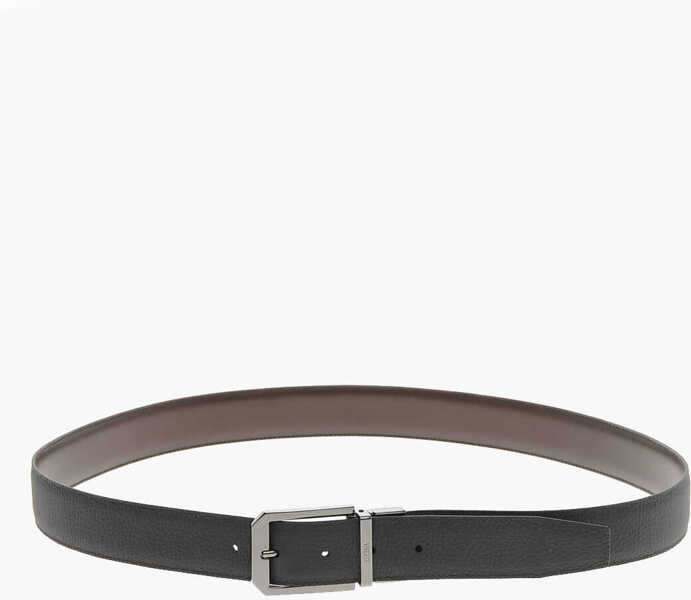 Curele Ermenegildo Zegna Leather And Textured Leather Reversible Belt Brown Barbati (BM 12117123) 3