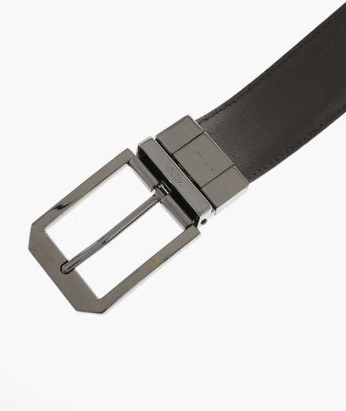 Curele Ermenegildo Zegna Metal Buckle Leather Belt Black Barbati (BM 12117126) 2