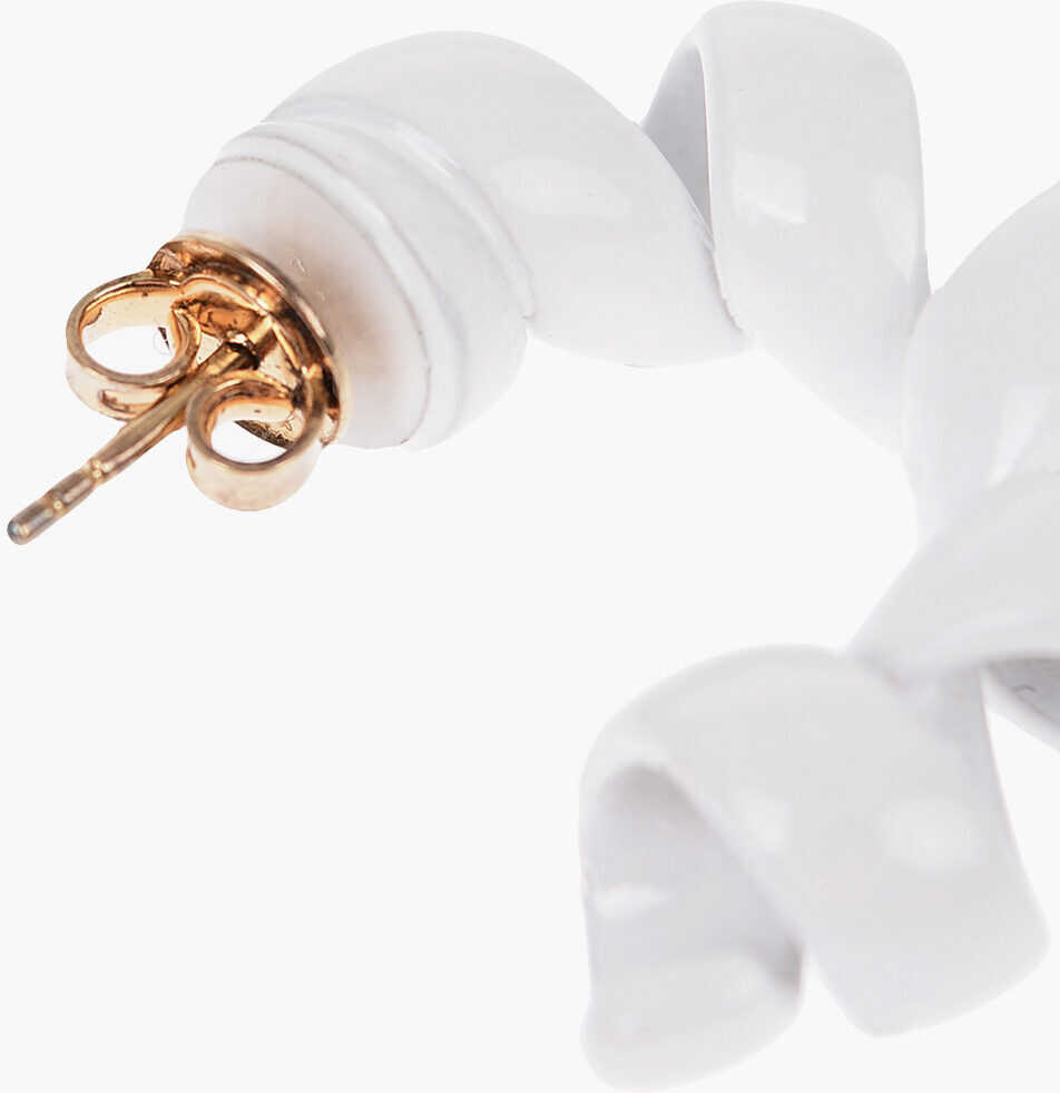 Cercei Bottega Veneta Enameled Silver Twist Spiral-Shaped Earrings White Femei (BM 12117408) 2