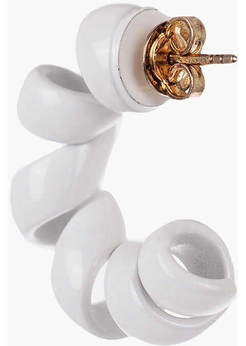 Cercei Bottega Veneta Enameled Silver Twist Spiral-Shaped Earrings White Femei (BM 12117408) 3
