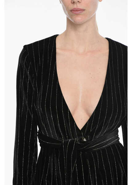 Bluze Philipp Plein Striped Elegant Blouse With Belt Black Femei (BM 12120339) 3
